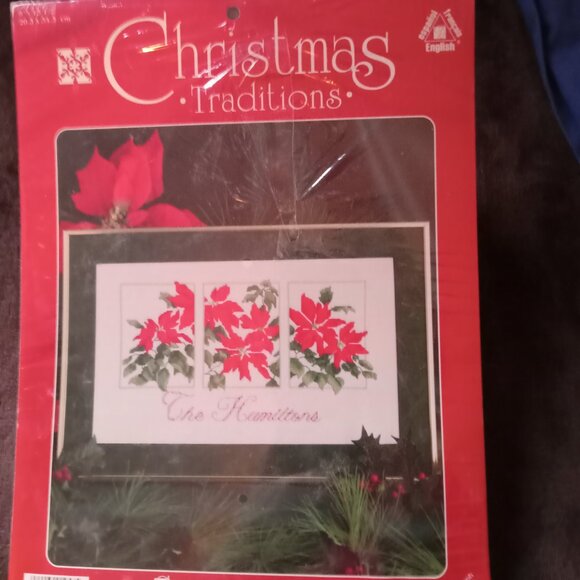 Designs for the Needle Christmas Traditions Poinsettias#1957 Cross stitch kit - Picture 1 of 3